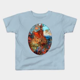 Architectural Fantasy Art Nouveau Storybook Castle Kids T-Shirt